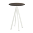 Feros Infinity - Bartisch weißes Gestell + Riverwashed Holz HPL-Platte Ø70 cm, Weiß + Riverwashed Holz