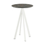 Feros Infinity - Bartisch weißes Gestell + Galaxy-Marmor HPL-Platte Ø70 cm, Weiß + Galaxy Marmor