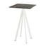 Feros Infinity - Bartisch weißes Gestell + Galaxy-Marmor HPL-Platte 70x70 cm, Weiß + Galaxy Marmor