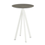 Feros Infinity - Bartisch weißes Gestell + Midnight-Marmor HPL-Platte Ø70 cm, Weiß + Midnight Marmor