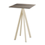 Feros Infinity - Bartisch sandfarbenes Gestell + Tropenholz HPL-Platte 70x70 cm, Sand + Tropenholz