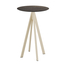 Feros Infinity - Bartisch sandfarbenes Gestell + Riverwashed Holz HPL-Platte Ø70 cm, Sand + Riverwashed Holz