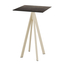 Feros Infinity - Bartisch sandfarbenes Gestell + Riverwashed Holz HPL-Platte 70x70 cm, Sand + Riverwashed Holz