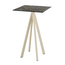Feros Infinity - Bartisch sandfarbenes Gestell + Galaxy-Marmor HPL-Platte 70x70 cm, Sand + Galaxy Marmor