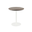Feros Urban - Terrassentisch weißes Gestell + Tropenholz HPL-Platte Ø70 cm, Weiß + Tropenholz