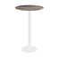 Feros Urban - Bartisch weißes Gestell + Tropenholz HPL-Platte Ø70 cm, Weiß + Tropenholz