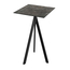 Feros Infinity Tripod - Bartisch schwarzes Gestell + Galaxy-Marmor HPL-Platte 70x70 cm, Schwarz + Galaxy Marmor