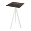 Feros Infinity Tripod - Bartisch weißes Gestell + Riverwashed Holz HPL-Platte 70x70 cm, Weiß + Riverwashed Holz