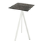 Feros Infinity Tripod - Bartisch weißes Gestell + Galaxy-Marmor HPL-Platte 70x70 cm, Weiß + Galaxy Marmor