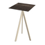 Feros Infinity Tripod - Bartisch sandfarbenes Gestell + Riverwashed Holz HPL-Platte 70x70 cm, Sand + Riverwashed Holz