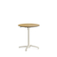 Feros X Cross - Höhenverstellbares sand Tischgestell + Teak wood HPL-Tischplatte Ø70 cm, Sand + Teak wood