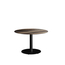 Feros Urban - Tischgestell niedrig schwarz + Tropical Wood HPL-Tischplatte Ø120 cm, Schwarz + Tropical Wood