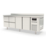 Vaiotec Topline Gastro-Kühltisch, 4-fach GN 1/1 mit 4 Schubladen, 2 Türen & Aufkantung, 2245 × 700 mm