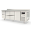 Vaiotec Topline Gastro-Kühltisch, 4-fach GN 1/1 mit 6 Schubladen, 1 Tür & Aufkantung, 2245 × 700 mm