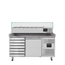 Vaiotec Gastro-Pizzakühltisch, 1-türig & 7 Schubladen grau inkl. Gastro-Kühlaufsatz GN 1/4, 1510 × 800 mm