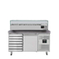 Vaiotec Gastro-Pizzakühltisch, 1-türig & 7 Schubladen grau inkl. Gastro-Kühlaufsatz GN 1/3, 1510 × 800 mm