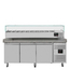 Vaiotec Gastro-Pizzakühltisch, 3-türig grau inkl. Gastro-Kühlaufsatz GN 1/4, 2020 × 800 mm
