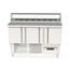 Vaiotec Topline Gastro-Belegstation, 3-fach mit Türen, eckiger Glasaufsatz, GN 1/6, 1375 × 700 mm