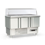Vaiotec Topline Gastro-Saladette, 3-fach mit Türen, Glasaufsatz gerade, GN 1/6 & 1/9, 1375 × 700 mm