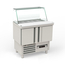 Vaiotec Topline Gastro-Saladette, 2-fach mit Türen, Glasaufsatz schräg, GN 1/6, 925 × 700 mm