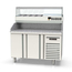 Vaiotec Topline Gastro-Pizzatisch, 2-fach mit Türen, Granitplatte grau, inkl. Gastro-Kühlaufsatz, GN 1/4, 1345 × 700 mm