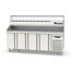 Vaiotec Topline Gastro-Pizzatisch, 4-fach mit Türen, Granitplatte grau, inkl. Gastro-Kühlaufsatz, GN 1/4, 2245 × 700 mm