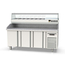 Vaiotec Topline Gastro-Pizzatisch, 3-fach mit Türen, EN 60x40, Granitplatte grau, inkl. Gastro-Kühlaufsatz, GN 1/4, 2020 × 800 mm