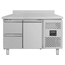 Vaiotec Gastro-Kühltisch, 1 Tür & 2 Schubladen inkl. Aufkantung – Monoblock, 1360 × 700 mm