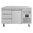 Vaiotec Gastro-Kühltisch, 1 Tür & 3 Schubladen links – Monoblock, 1360 × 700 mm