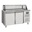 Vaiotec Salattheke, 2-fach mit Türen, Glasaufbau, für 4x GN 1/1 grau, 1500 × 800 mm
